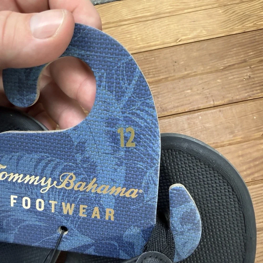 Tommy Bahama Sandals Mens 12 Black TBF Coast Flip Flops Beach Summer Casual NEW